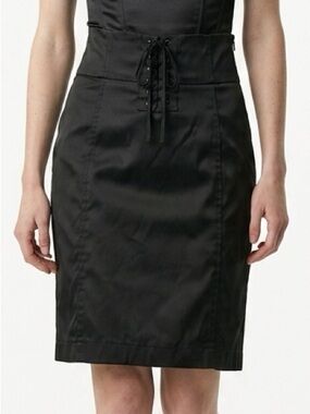 Women's Black Lace-Up Pencil Skirt Size‎ 4-6 size Small Knee Length Casual